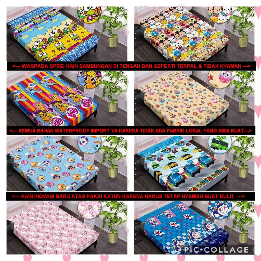 SPREI WATERPROOF MOTIF KEROPPI DORAEMON TAYO PONY SPREI WATERPROOF MOTIF KEROPPI DORAEMON TAYO PONY