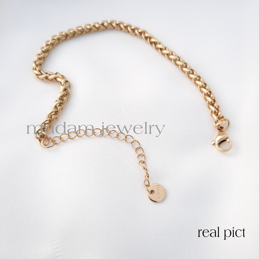 Gelang Tangan Rantai Keel Warna Gold