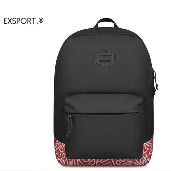 Exsport Delanoir Lite Red Typo Backpack - Black