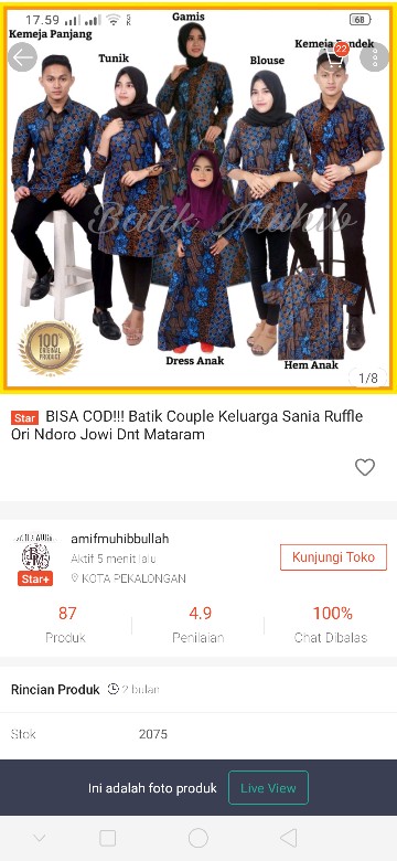 Bisa Cod!!! Batik Couple Keluarga Sania Ruffle Ori Ndoro Jowi Dnt Mataram