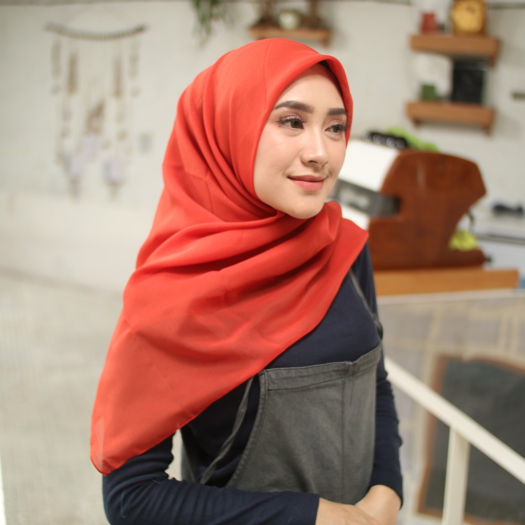 HIJAB BELLA SQUARE SEGIEMPAT 4 DOUBLE HYCONT / POLYCOTTON KERUDUNG JILBAB MURAH