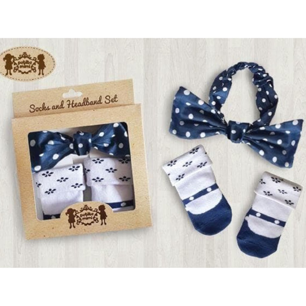 Petite Mimi - Socks and Headband Set POLKA NAVY