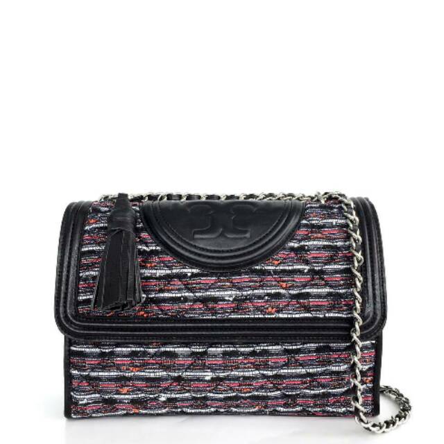 Tory Burch Fleming Tweed Convertible 27 tas original ori authentic
