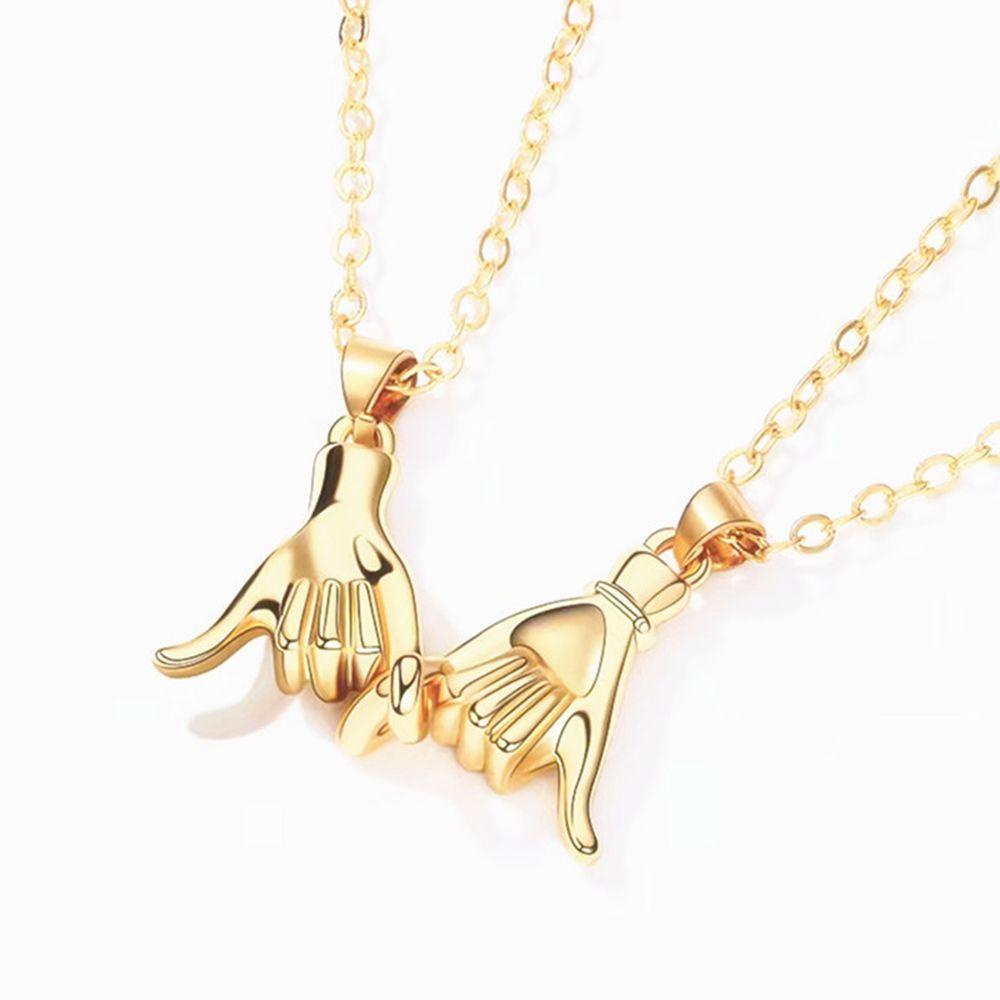 Lily 2PCS Pinky Janji Pasangan Kalung Fashion Tanabata Festival Hari Valentine Lovers Pendant