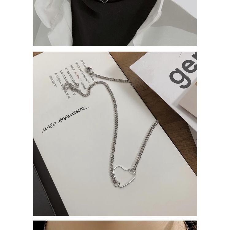 Minimalis desain kepribadian berbentuk hati kalung kalung hollow ins angin dingin sweet girly leher