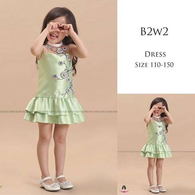 GREEN DRESS/DRESS ANAK PEREMPUAN IMPORT/GAUN ANAK PEREMPUAN TANPA LENGAN WARNA HIJAU/DRESS ANAK PEST