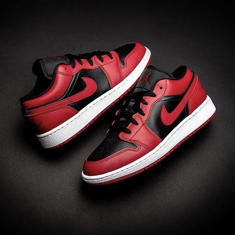 low jordan 1 black and red