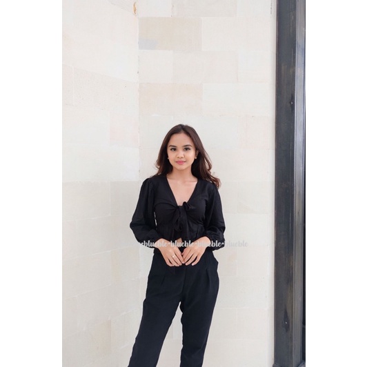 FLORY TOP BLOUSE OUTER • Blueble •-black