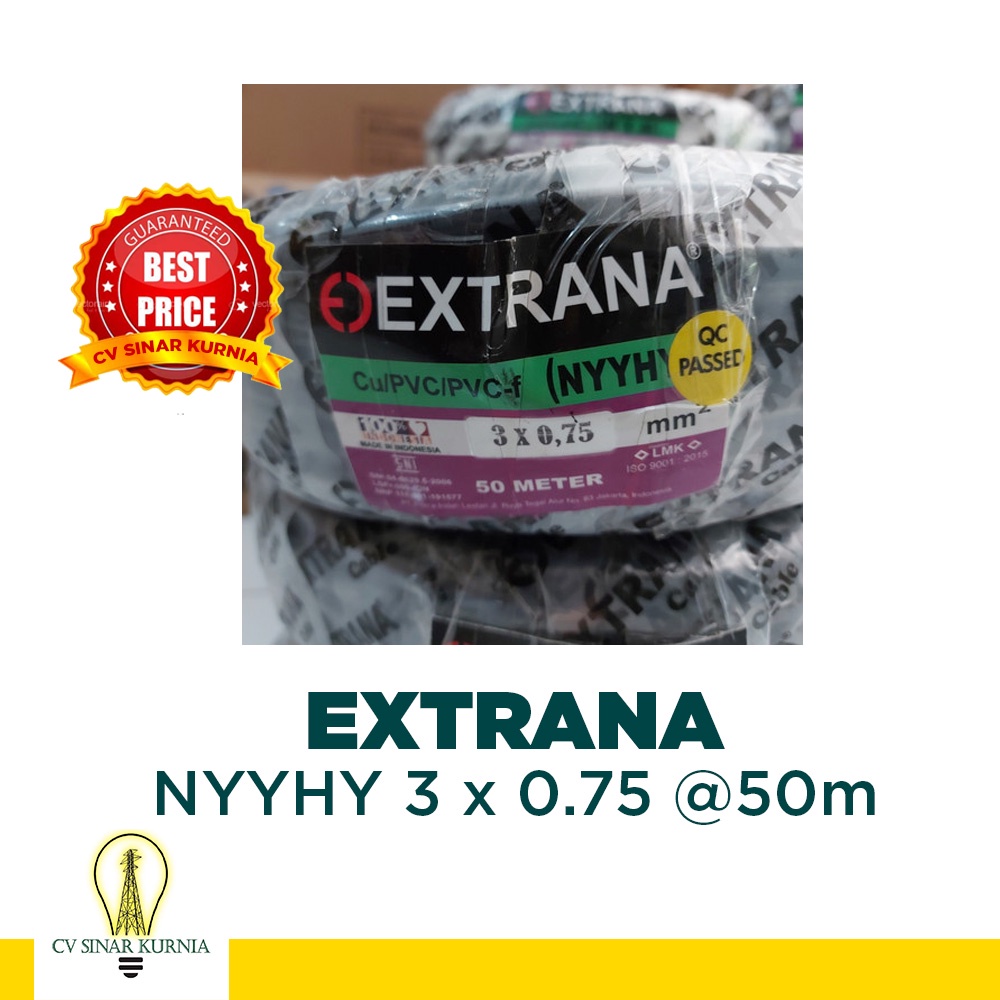 Kabel Listrik NYYHY 3x0,75mm 50M EXTRANA | EXTRANA Kabel Serabut | SNI asli promo