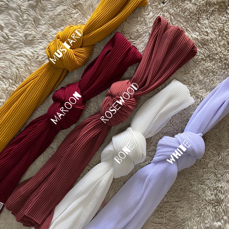 Pashmina plisket lidi premium tanpa garis tengah free pouch