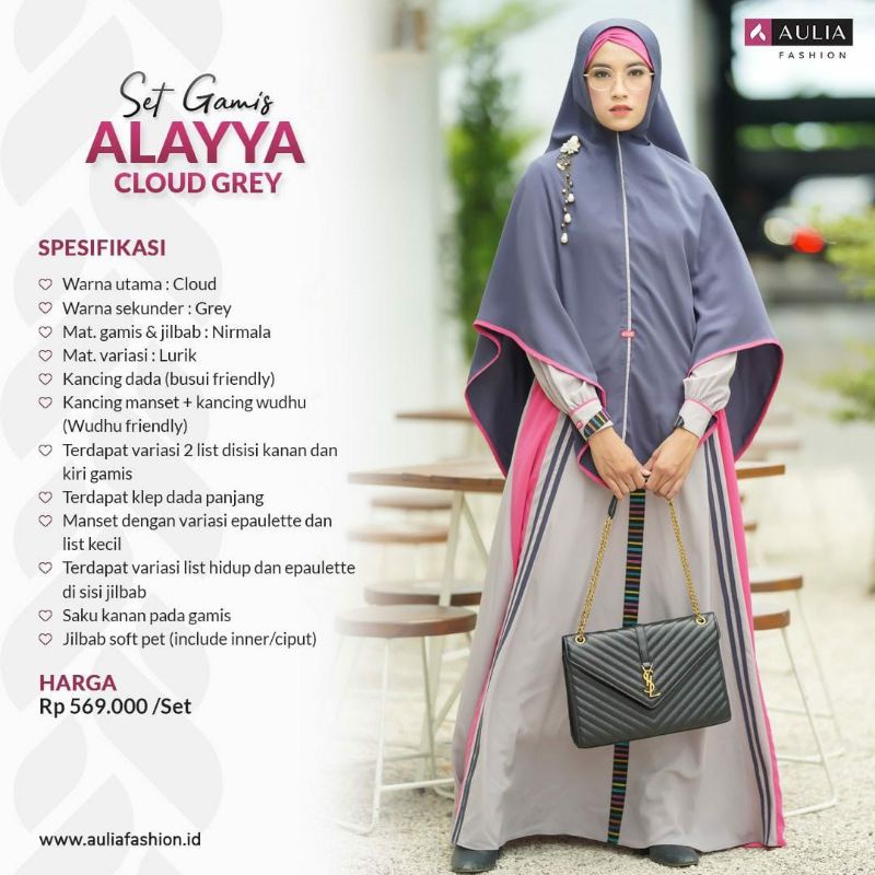 TERBARU SET GAMIS ALAYYA CLOUD GREY ready L by AULIA FASHION