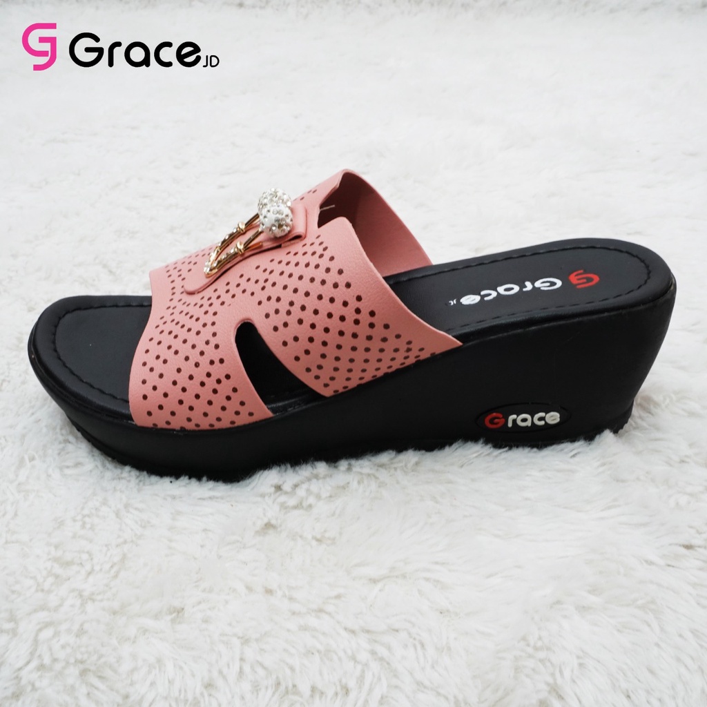 GRACE [SFL-401] Sendal Wedges Wanita Calbi/ Sandal Hak Tinggi Selop Kokop