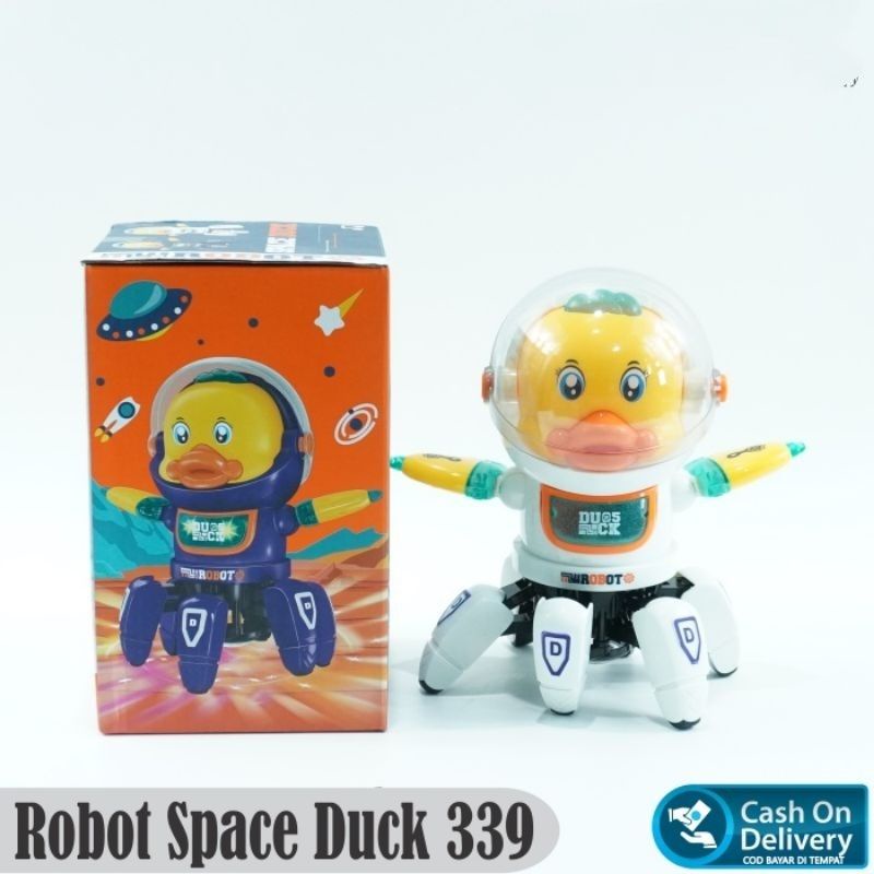 MAINAN DANCE SPACE DUCK 6 KAKI BATERAI JALAN SUARA