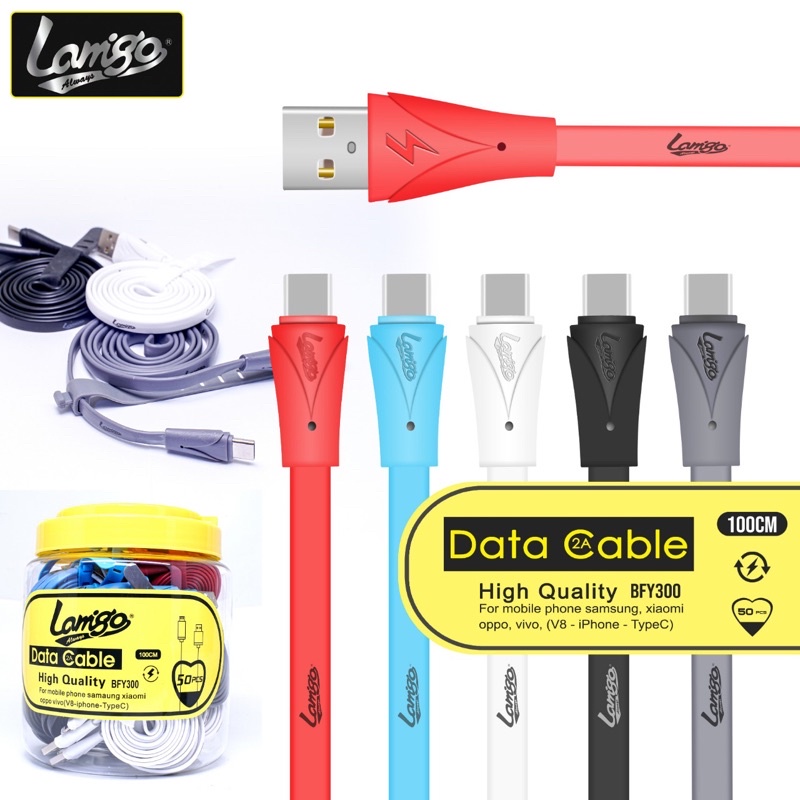 Kabel Data Lamigo BYF BFY 300 2.4A IPHONE LIGHTNING ISI 50PCS PERTOPLES