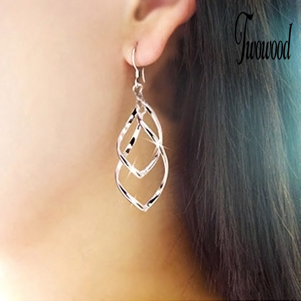 Anting Hook Panjang Menjuntai Bentuk Water Drop Spiral Untuk Wanita