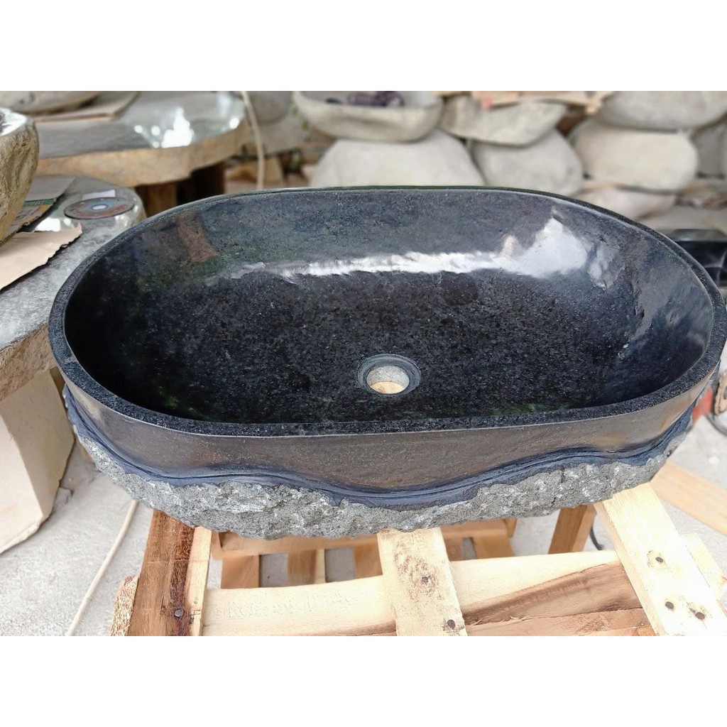 Wastafel Batu Alam Bermotif