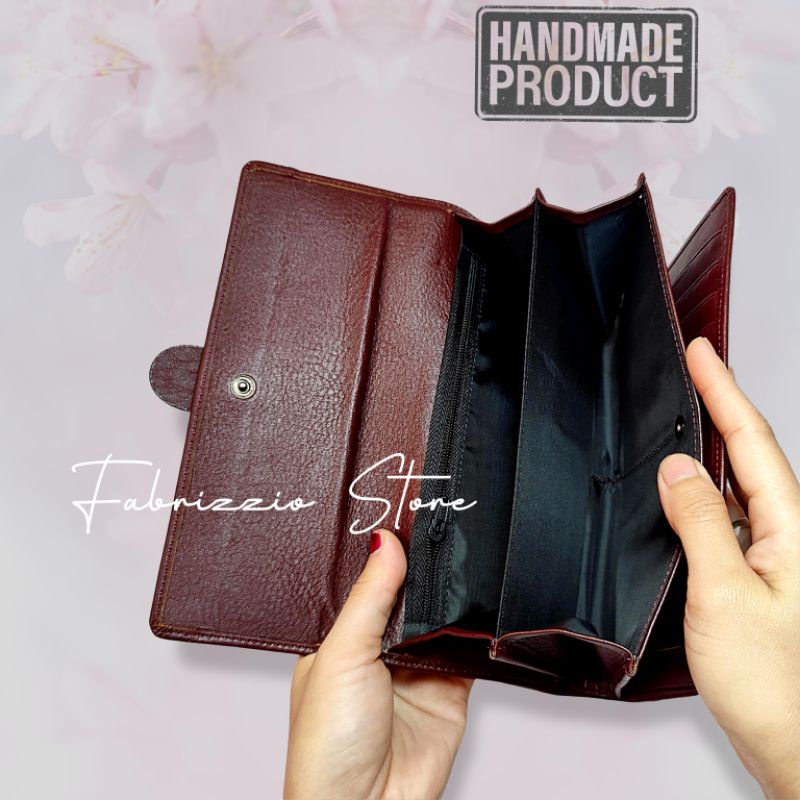 wallet hp wanita dompet ukuran besar dari kulit asli