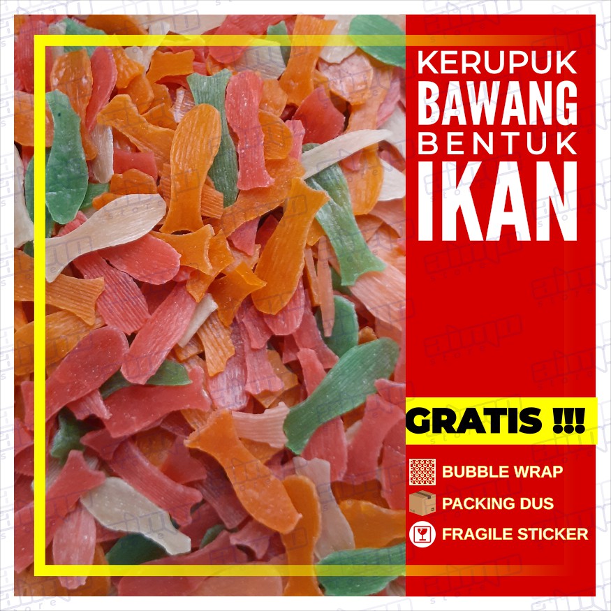 

KERUPUK BAWANG BENTUK IKAN WARNA WARNI Krupuk MENTAH Cap Kuda Terbang Sidoarjo Enak Gurih Kemasan 250 gr