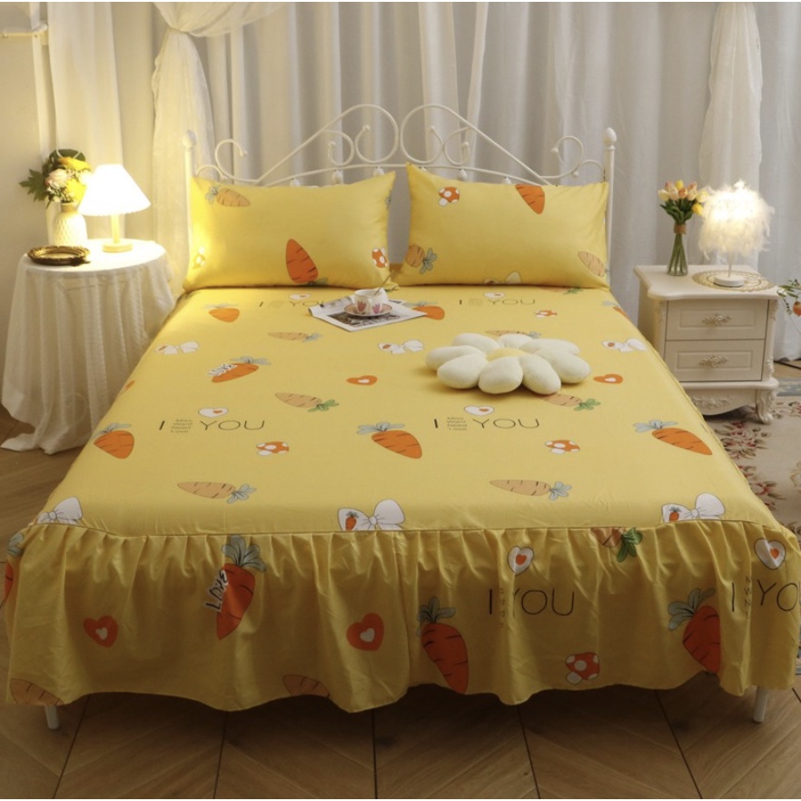 Viral T*ktok Sprei Rumbai Sprei Sarung Bantal Bed Cover Bedskirt Kualitas Bagus Pola Warna /Rok Kasur/