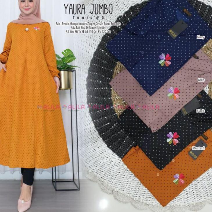 New [READY STOK] TUNIK PEACH MANGO IMPORT | YAURA JUMBO TUNIK | BY ALILA HIJAB