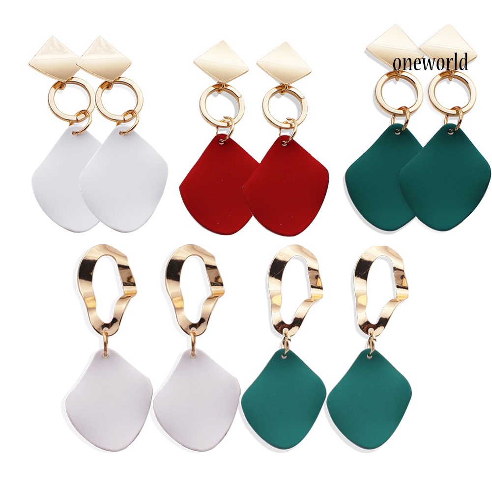 OW# 2Pairs Women Fashion Geometric Square Drop Stud Earrings Party Jewelry Gift