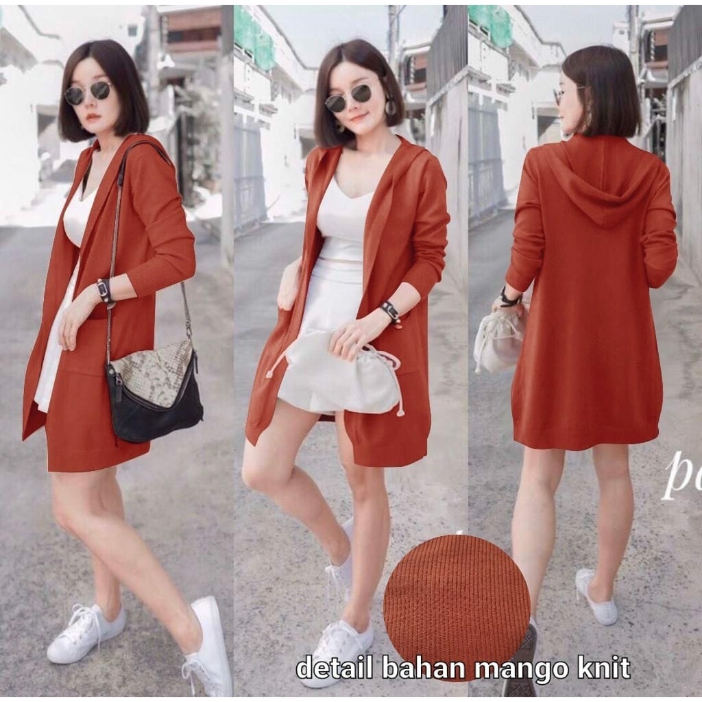 PCS LONG CARDI MANGGO KNIT FASHION PAKAIAN WANITA ATASAN OUTER ED