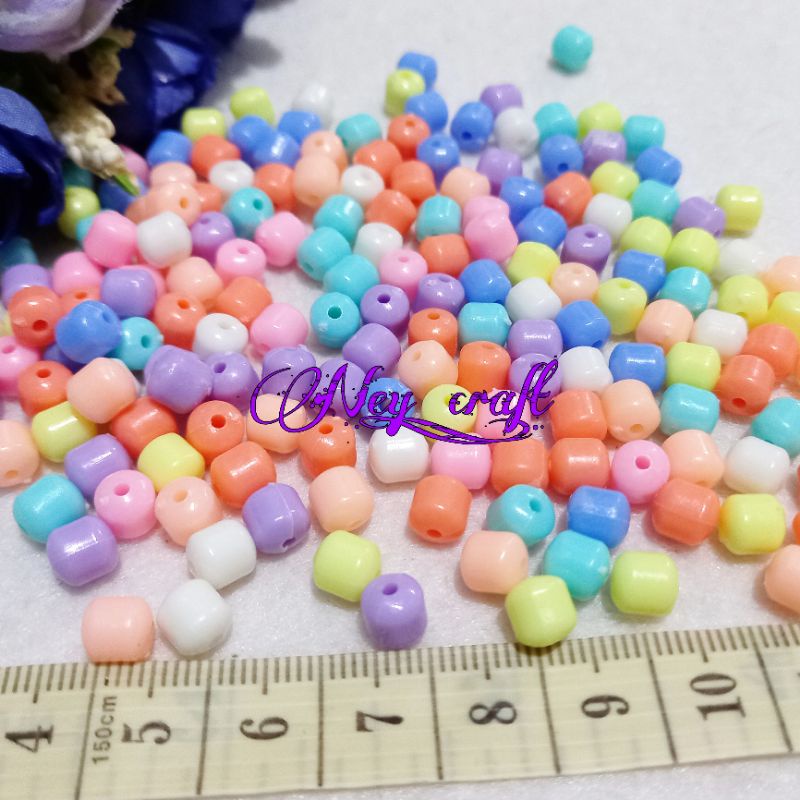 (60 pcs ) manik manik tabung pastel / manik mote oval / mutiara parel tabung oval