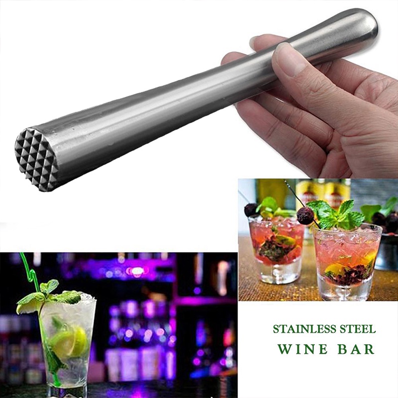 Muddler Stainless Steel Mudler Tumbukan Mint Leaf Muddler Cocktail Penumbuk Buah Mojito Gerusan Buah Es Crusher