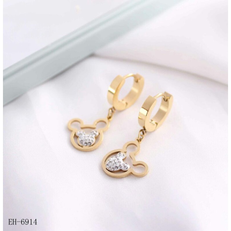 anting anak mickey gold titanium anti karat