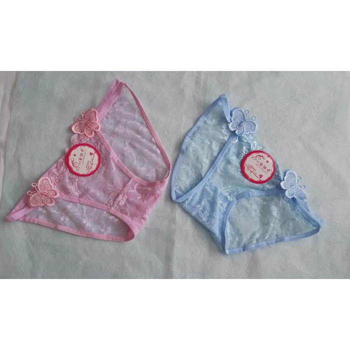 CD 1201 ii3   CELANA DALAM BROKAT DENGAN KUPU KUPU SEXY   Merah Muda [SALE]off40%