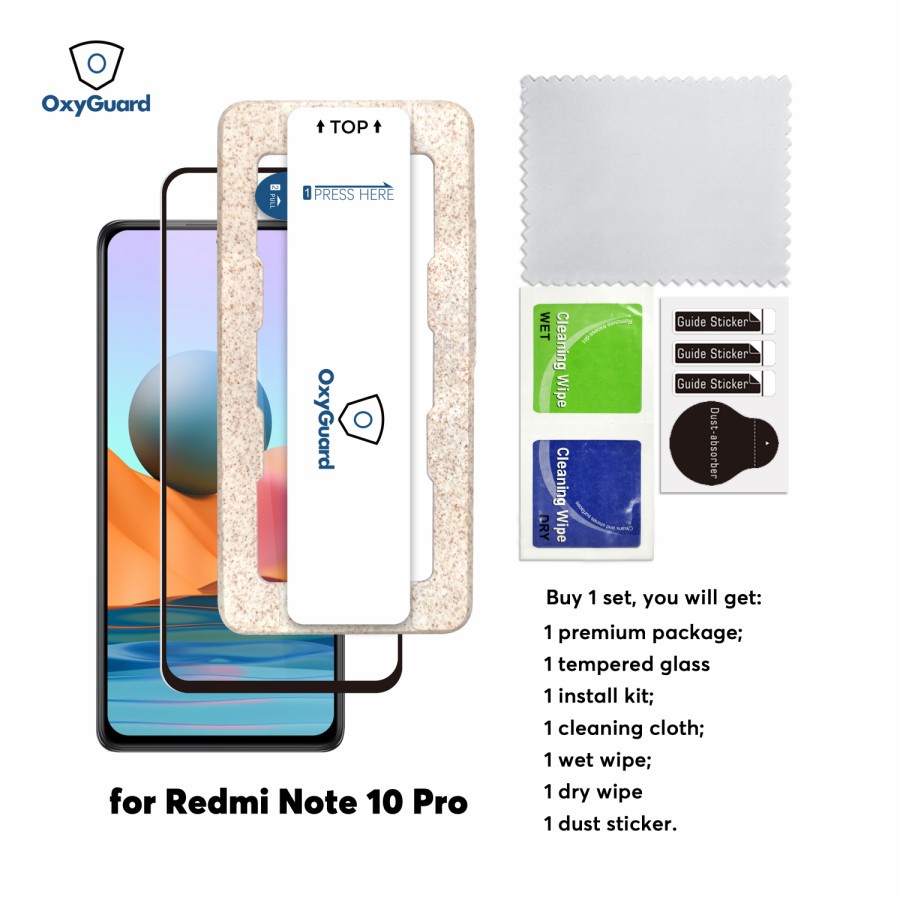 Tempered Glass Full Cover Xiaomi Redmi Note 10 Pro Oxyguard Original