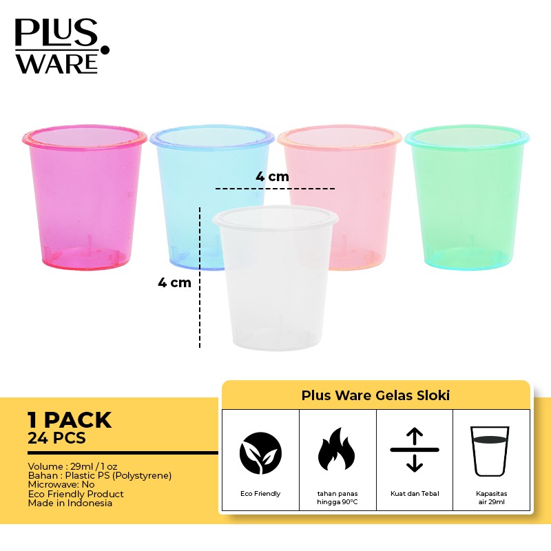 Plusware Gelas Sloki Plastik Shot Glass (24pcs) - 29 ml Gelas minum plastik