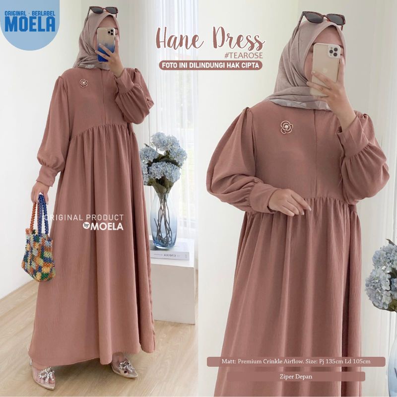 Aura Hane Dress Gamis Jumbo Polos Allsize Busui Premium Crinkle Airflow Original Ori Moela Berlabel-1