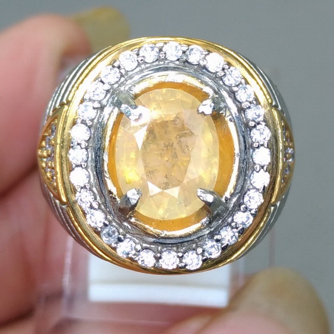 Cincin Batu Akik Yakut Kuning yellow Safir garansi Asli