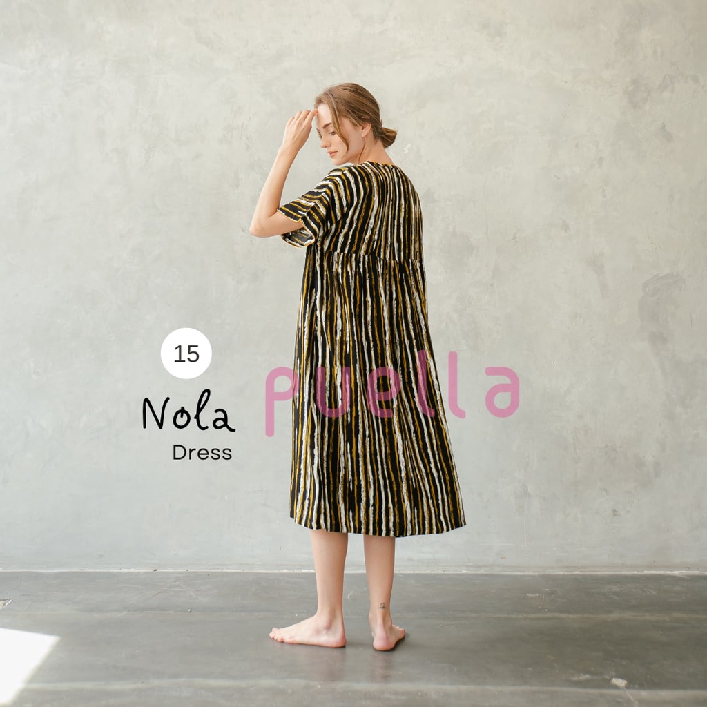 Puella - Daster Nola Series 15 | Daster Panjang | Daster Adem | Baju Tidur Ibu Hamil | Daster Busui Friendly | Daster Santai | Sleepwear | Homedress | Daster Jumbo | Homewear-3