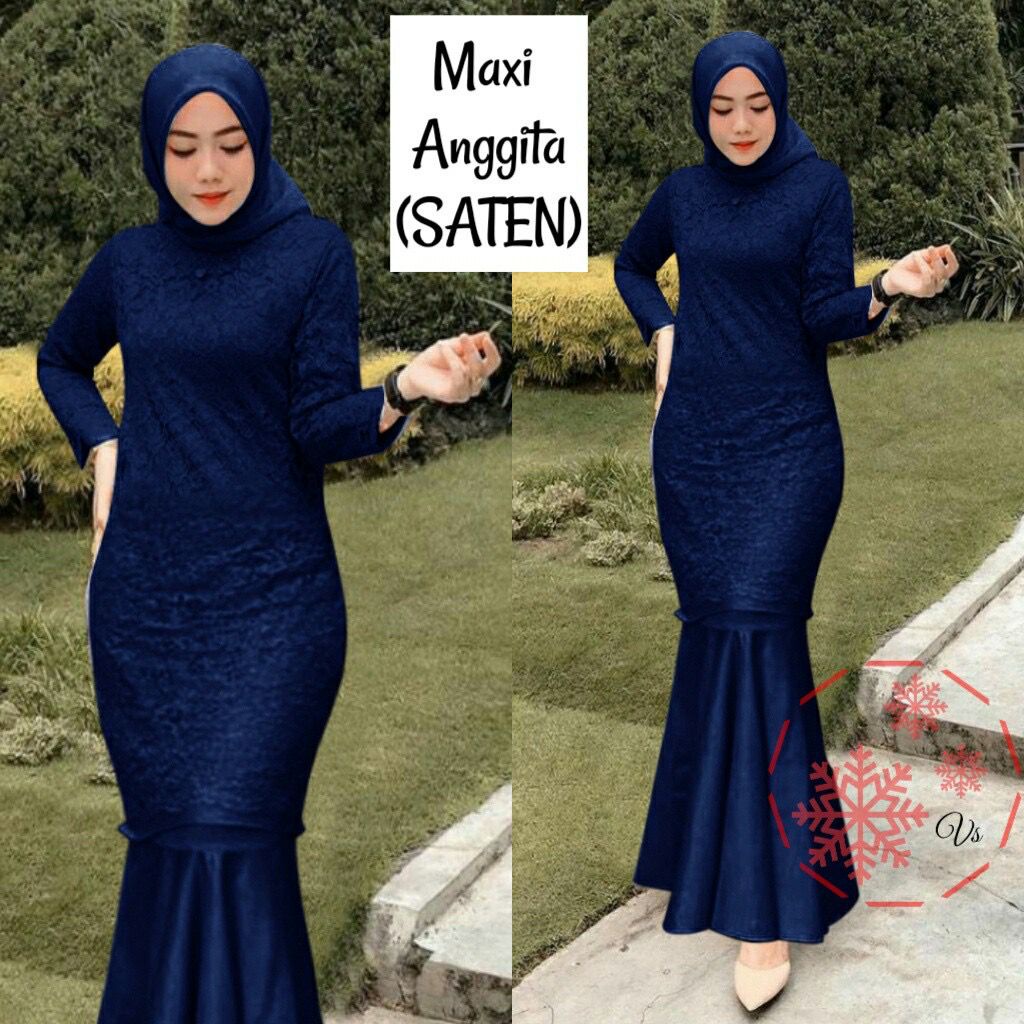 Anggita Gamis Pesta Brukat Tile/ Gamis Terbaru Seragam Remaja Dewasa Wanita Muslim