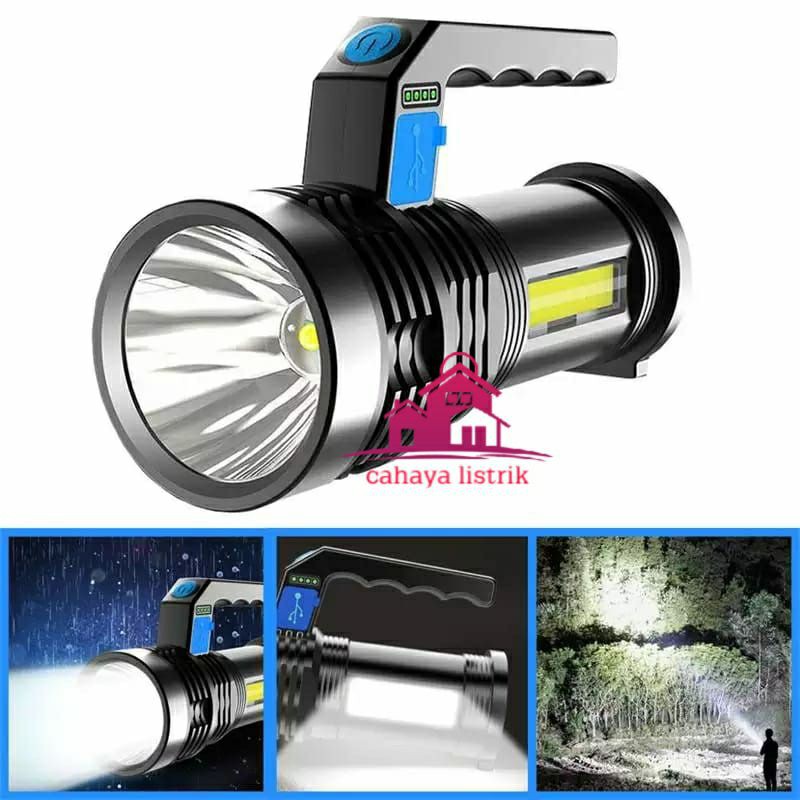 Senter LED Super Terang 30W Rechargeable +cob Senter Led Jarak Jauh+cob