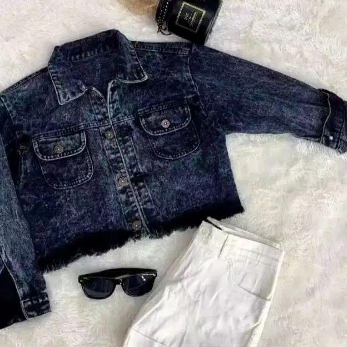 Sale CPL-241.☛ PROMO  JAKET CROP WANITA TERBARU MURAH KEKINIAN 2021 RAWIS JAKET RAWIS JEANS WANITA