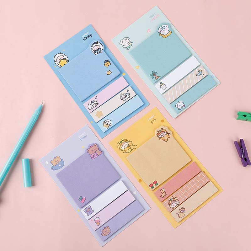 80 Lembar Sticky Note Tebal Portable Motif Kartun Untuk Stationery Sekolah / Kantor