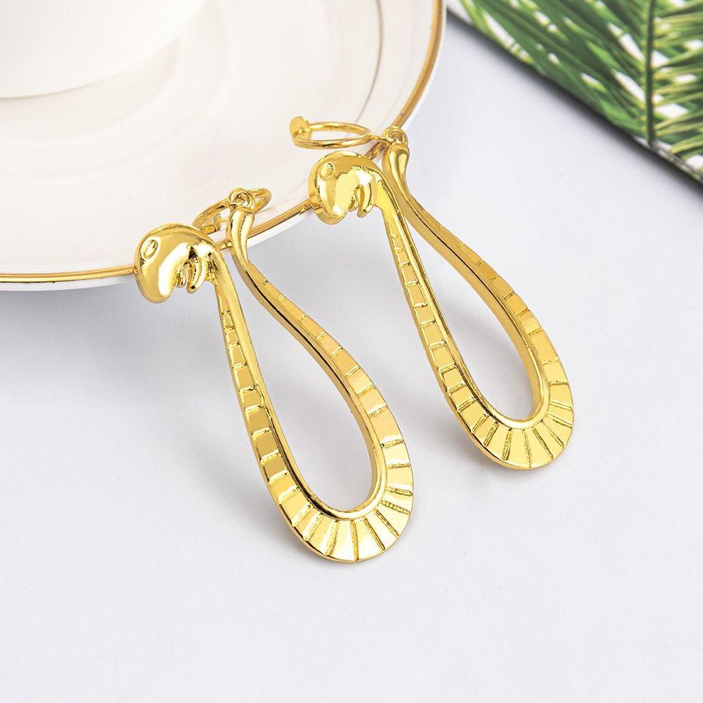 [Elegan] Wanita Klip Anting Emas Keren Bentuk Ular Perhiasan Fashion Retro Cosplay Anime Earrings