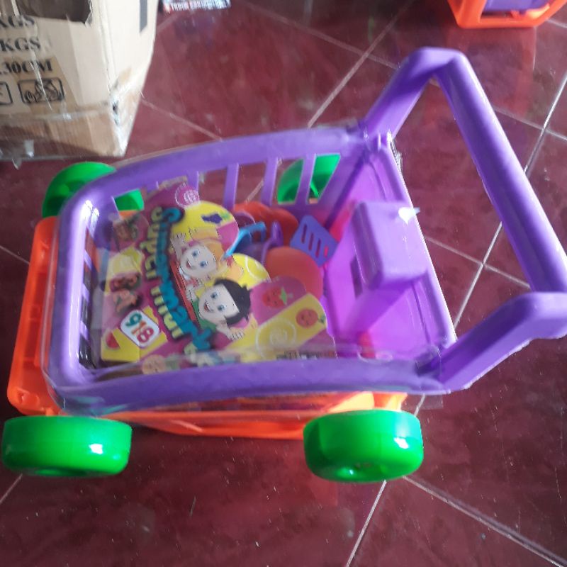 AJ Trolley Supermarket Set 918/Mainan Troli Belanja / Keranjang Belanja / Dorongan Belanja