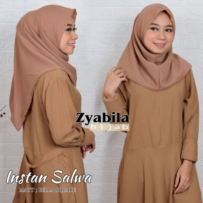 JILBAB Instan salwa PREMIUM 2 lapis bahan Bella POLIKOTON  5 pcs FREE scuba 1pcs