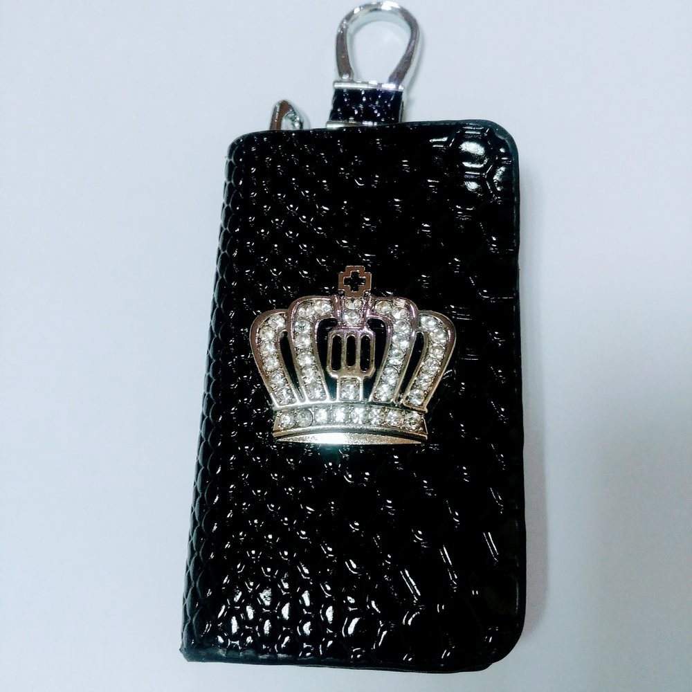 dompet stnk mobil motor + gantungan kunci motif logo crown mahkota HITAM