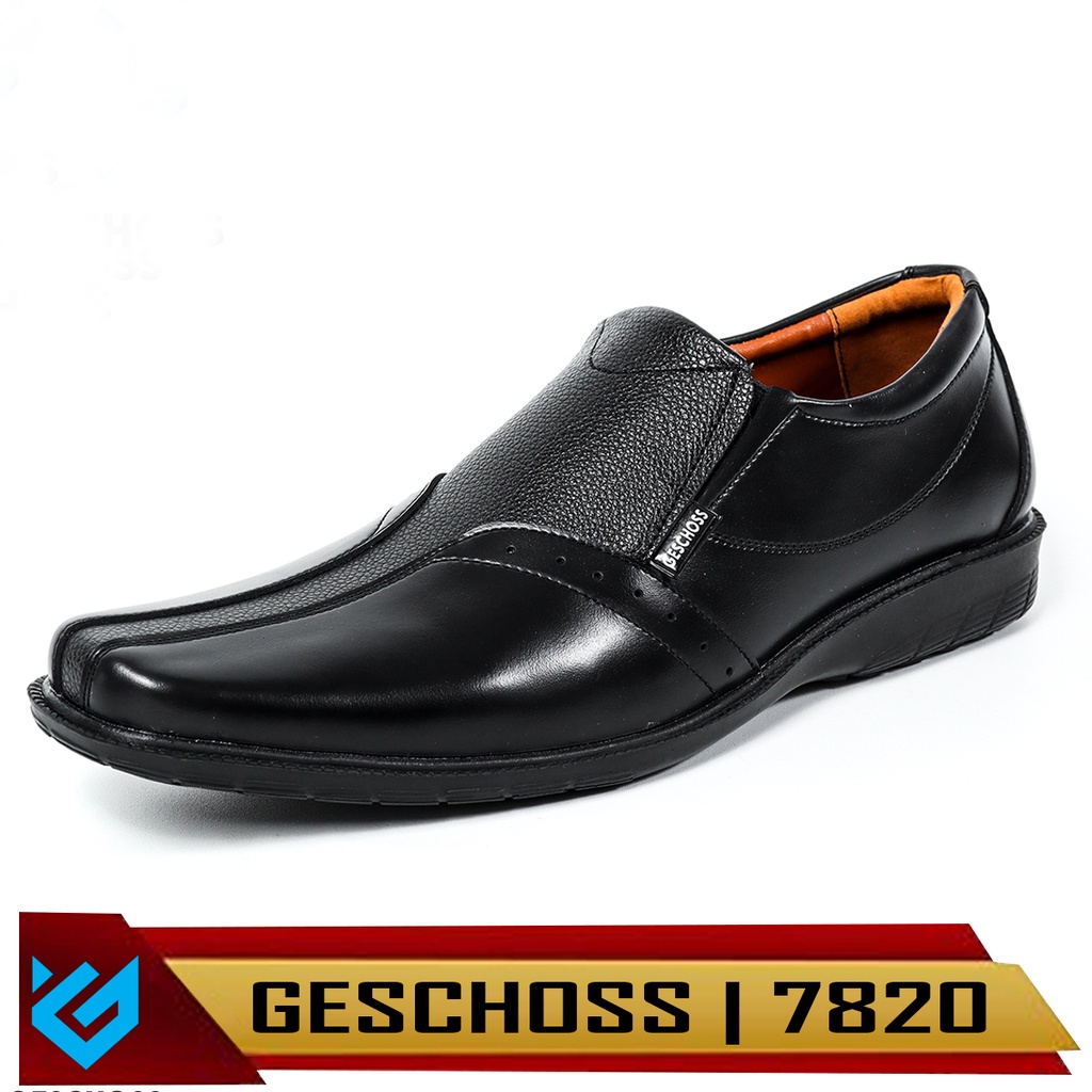 GESCHOSS FULL BLACK | Sepatu Pantofel Pria Pantofel Hitam Pria Sepatu Pantopel Fantofel Kulit Kerja Formal Murah