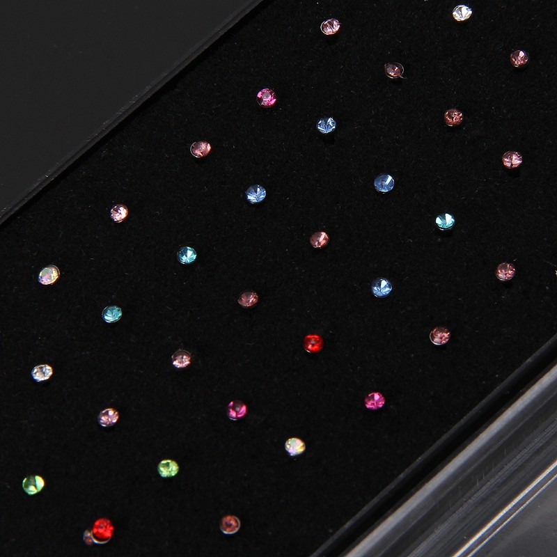 Moonlight&quot; 60pcs/set Rhinestone Stainless Steel Multi Nose Stud Body Piercing Jewelry