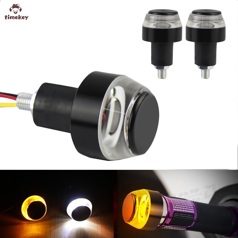 【READY】1 Pcs Motor Turn Signal Lampu LED Indikator Penutup Mata Pegangan Bar End Stang Putih Kuning