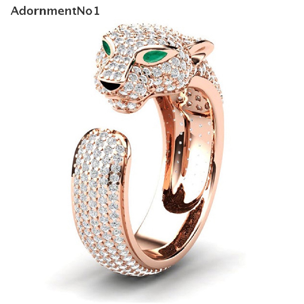 (AdornmentNo1) Cincin Terbuka Fashion Motif Leopard Aksen Kristal Untuk Perhiasan Pria / Wanita / Pesta