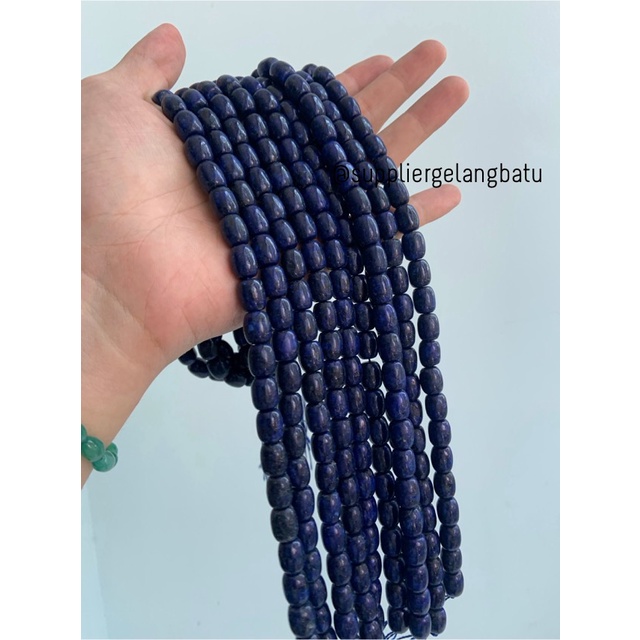 bahan renceng batu tabung 8mm lapiz lazuli biru tua akik afghanistan