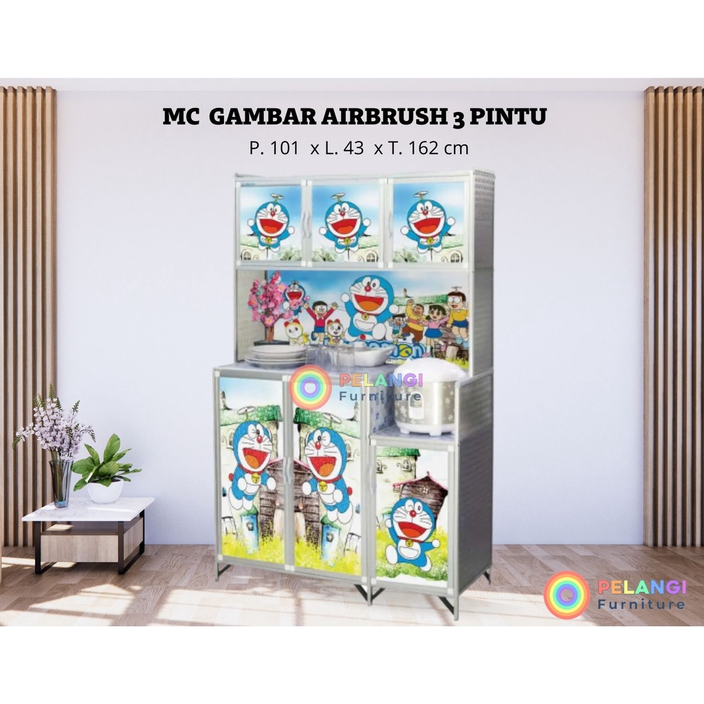 LEMARI / RAK PIRING MAGIC COM GAMBAR AIRBRUSH (3 PINTU)
