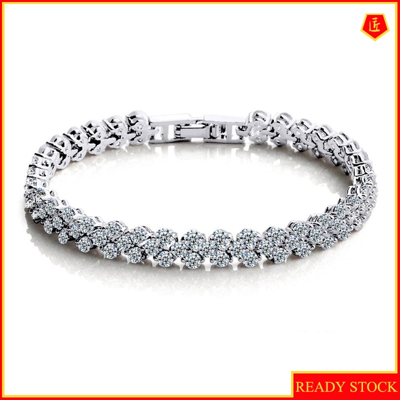 [Ready Stock]Elegant Women's Silver Crystal Bracelet